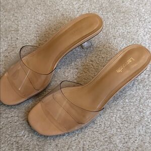 Larroude Nude Clear Strap Heeled Slides 7.5